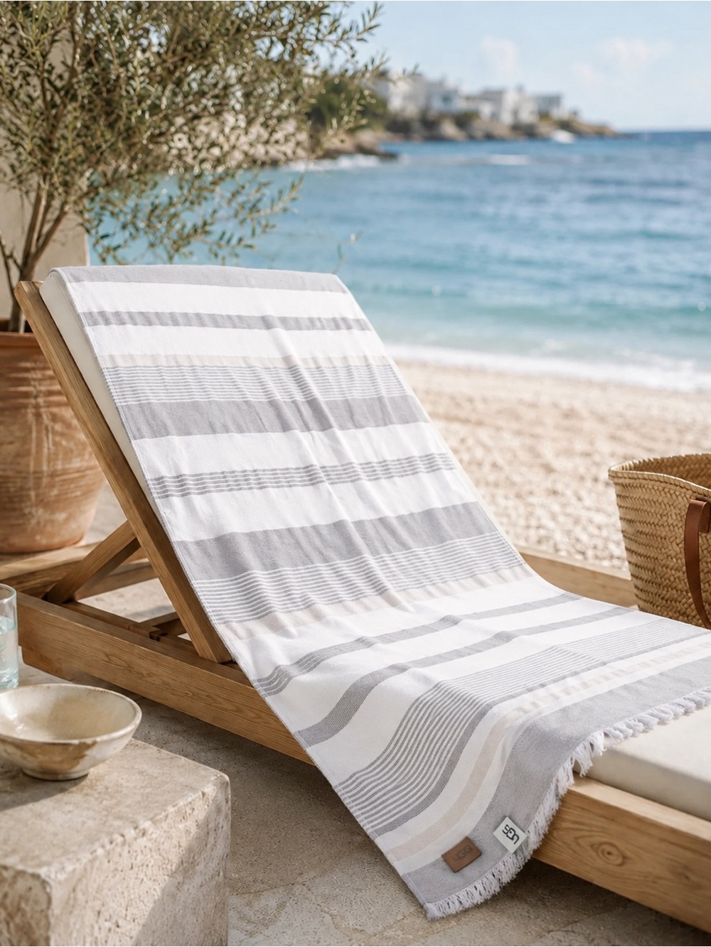 UGG Pearson Striped Beach Towel 40"x68" in Seal Multi UGG